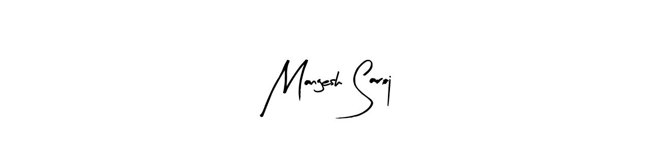 How to make Mangesh Saroj name signature. Use Arty Signature style for creating short signs online. This is the latest handwritten sign. Mangesh Saroj signature style 8 images and pictures png